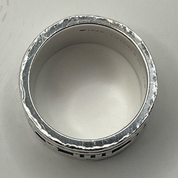 Vintage Tiffany Wide Atlas Silver Ring - Sz 4.75 - 5.0 - Picture 11 of 16